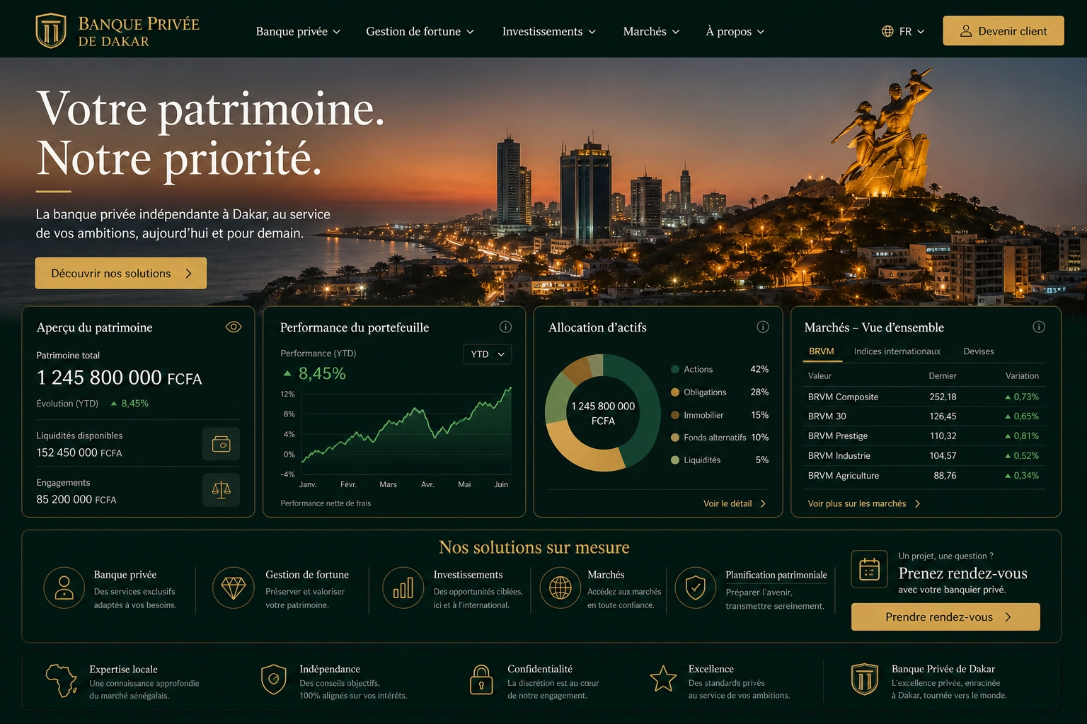 Capture d'écran — Banque privée à Dakar