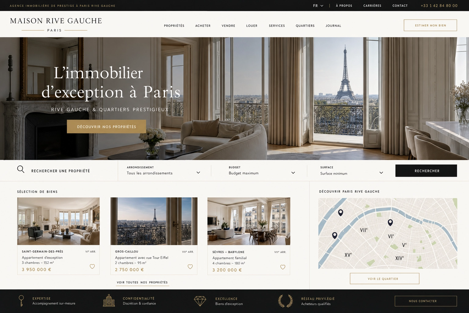 Capture d'écran — Agence immobilière à Paris