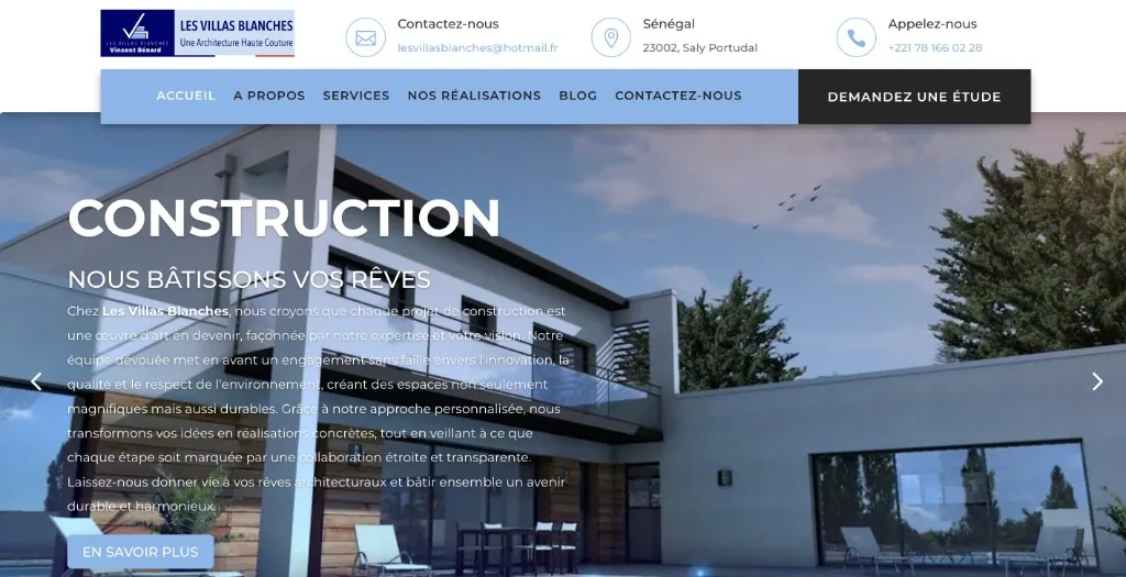 Site Les Villas Blanches — constructeur de villas Saly Portudal Sénégal